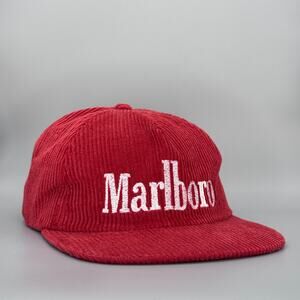 Modern Marlboro Spellout Logo Corduroy Snapback Hat